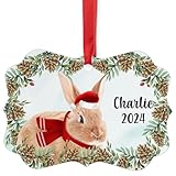 Red Rabbit Christmas Ornament 2024 - Personalized