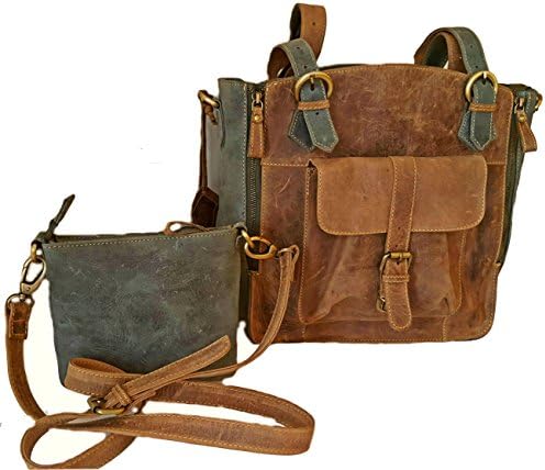 SALE Leather Womens Handbag Set Shoulder Bag Vintage satchel Laptop Large Tote Brown Purse