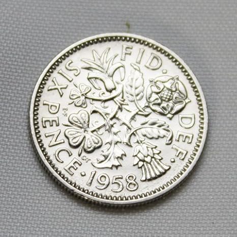 Amazon 1958年 ６ペンス コイン 幸せな結婚のために クリーニング有り 通販