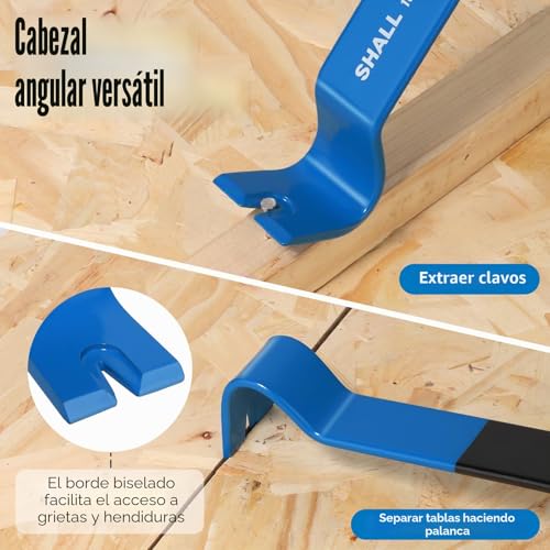 SHALL Set of 4 Flat Levers 15" 10" 7.5" 5.5" Heavy Duty Pry Bar and Mini Nail Puller Utility Claw Bar Bar Bar