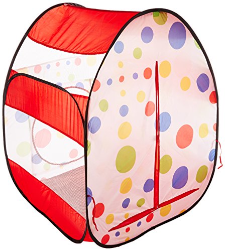 Cute Red Polka Dot Twist Play Ball Tent House for Kids w/ Safety Meshing for Child Visibility & Tote Play Tent - Thumbnail 4