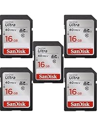 5 x Genuine SanDisk Ultra 16 GB tarjeta de memoria flash SDHC de clase 10 hasta 40 MB S- 266 x sdsdun-016g-g46 (Nueva Versión)