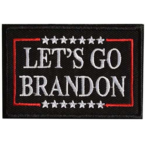 TACVEL 2 Pieces Lets Go Brandon Funny Patch, Embroidered Applique Hook & Loop Patch for Caps, Backpacks, Clothes, Vest, Military Uniforms, Tactical Gears Etc