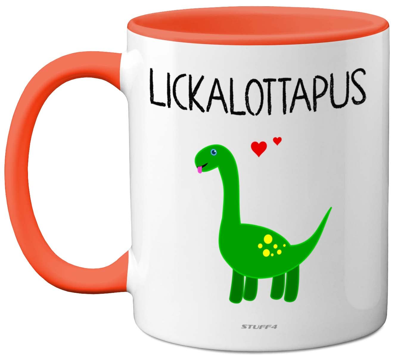 Stuff4 Lesbian Gifts for Girlfriend - Lickalottapus Dinosaur Mug - Anniversary Mug Birthday Gift for Her, Valentines LGBT Gay Lesbian Gifts Adults 11oz Ceramic Orange Premium