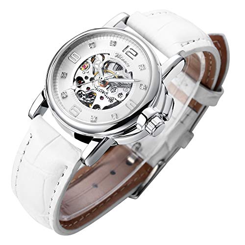 Gute Women's Steampunk Skeleton Automatic Mechanical Self Winding Wristwatch