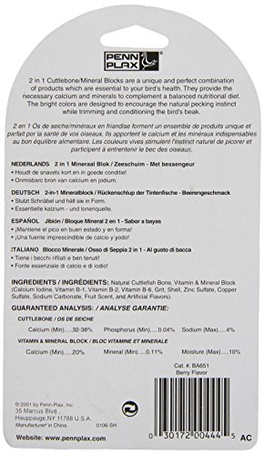 Penn Plax 2-In-1 Mineral Block And Cuttlebone, Berry Flavored, 5-Inch - Thumbnail 2