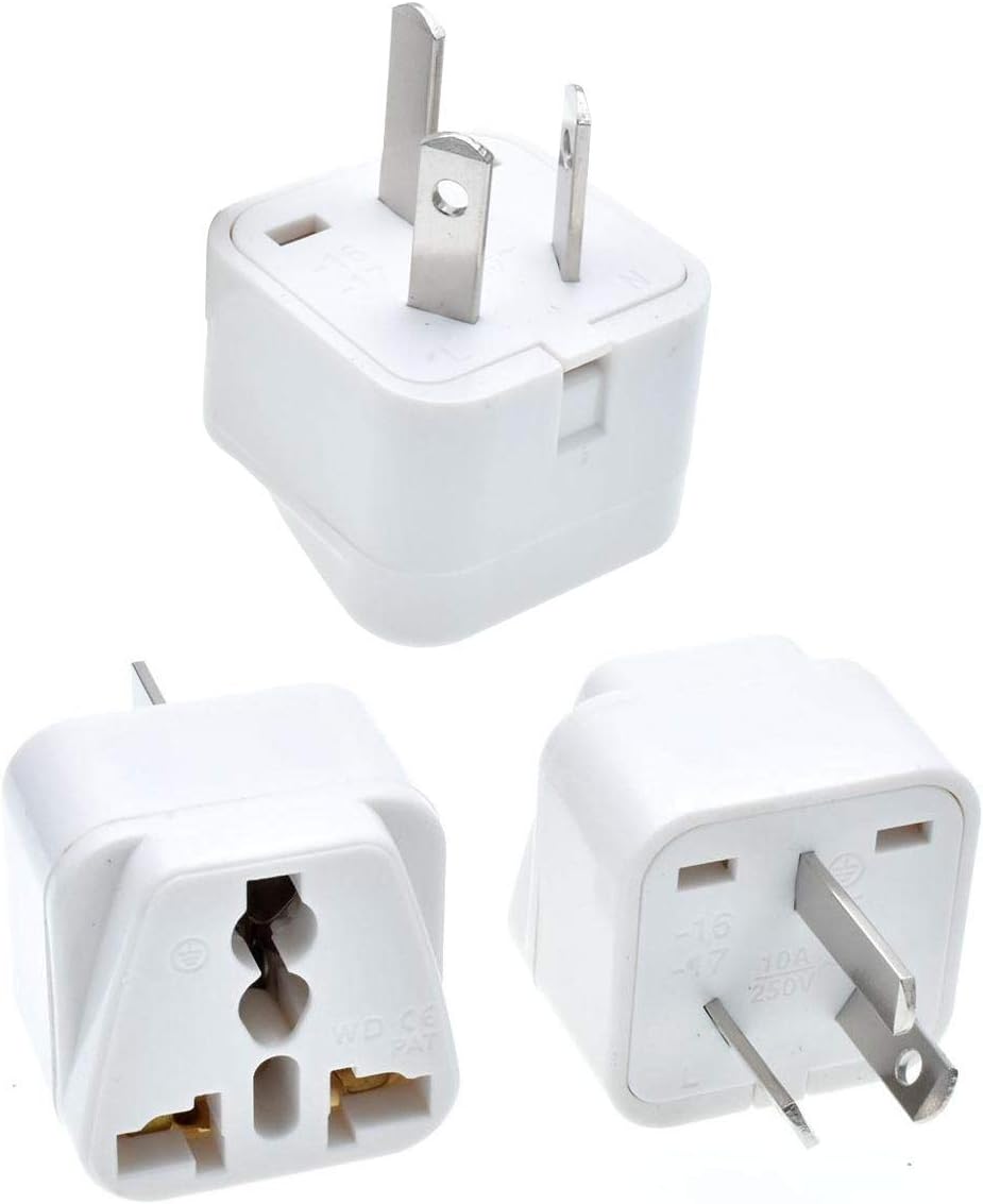 Vsanstar Grounded Universal Plug Adapter USA to Australia, China Travel Plug Adapter Plug Kit for Australia, China (Type I) - 3 Packs