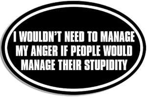 LPF USA Hardhat Size Oval: I Wouldn't Need to Manage My Anger.. Stupidity Sticker (Funny Rude)
