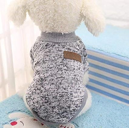 Hianiquaime Pull En Coton Petit Chien Vêtements Animaux Chemise Veste Dhiver Mignon Chat Chien Chiot Teddy Chihuahua Gris M