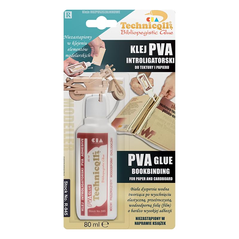 1 x CLEAR PVA ADHESIVE GLUE FOR PAPER CARDBOARD DIY MODELS BOOKS WATER RESISTANT STRONG 80ml NEW TECHNICQLL