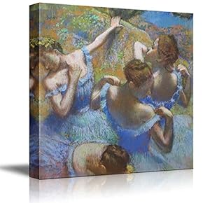 "Blue Dancers by Edgar Degas - Canvas Art Home Art - 12x12 inches