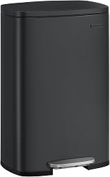 SONGMICS 50 L Kitchen Bin with Pedal Soft Close Inner Bucket Black LTB050B02 view 1