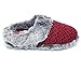 Ofoot Women's Cashmere Knitted & Plush Memory Foam Anti-slip Indoor Slippers with TPR Sole (9-10 B(M) US, Red with Black Stripe)