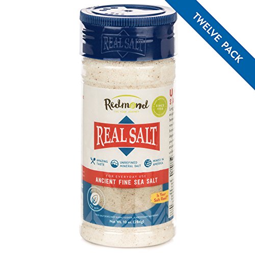 Redmond Real Sea Salt - Natural Unrefined Organic Gluten Free Fine, 10 Ounce Shaker (12 Pack)