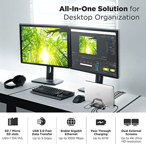 Aestoria Windows USB C Docking Station Dual Monitor Laptop Docking