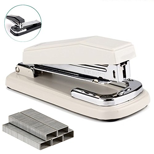 Staplers,Rotate Stapler,Desk Stapler,Metal Stapler Office Supplies with 1000 Staples (White)