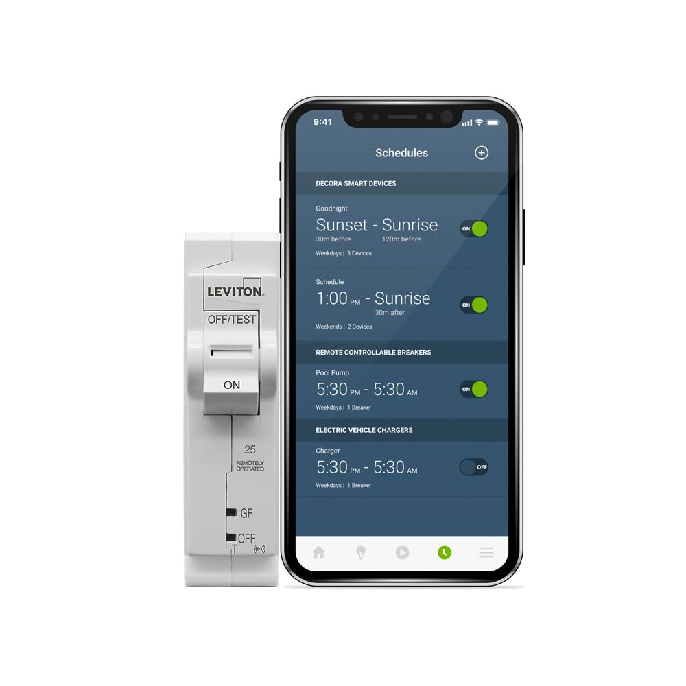 Leviton 2nd Gen Smart Circuit Breaker with Remote Control, GFPE, 1-Pole 25 Amp, 120-Volt, 10kA Interrupt Rating, LB125-EST