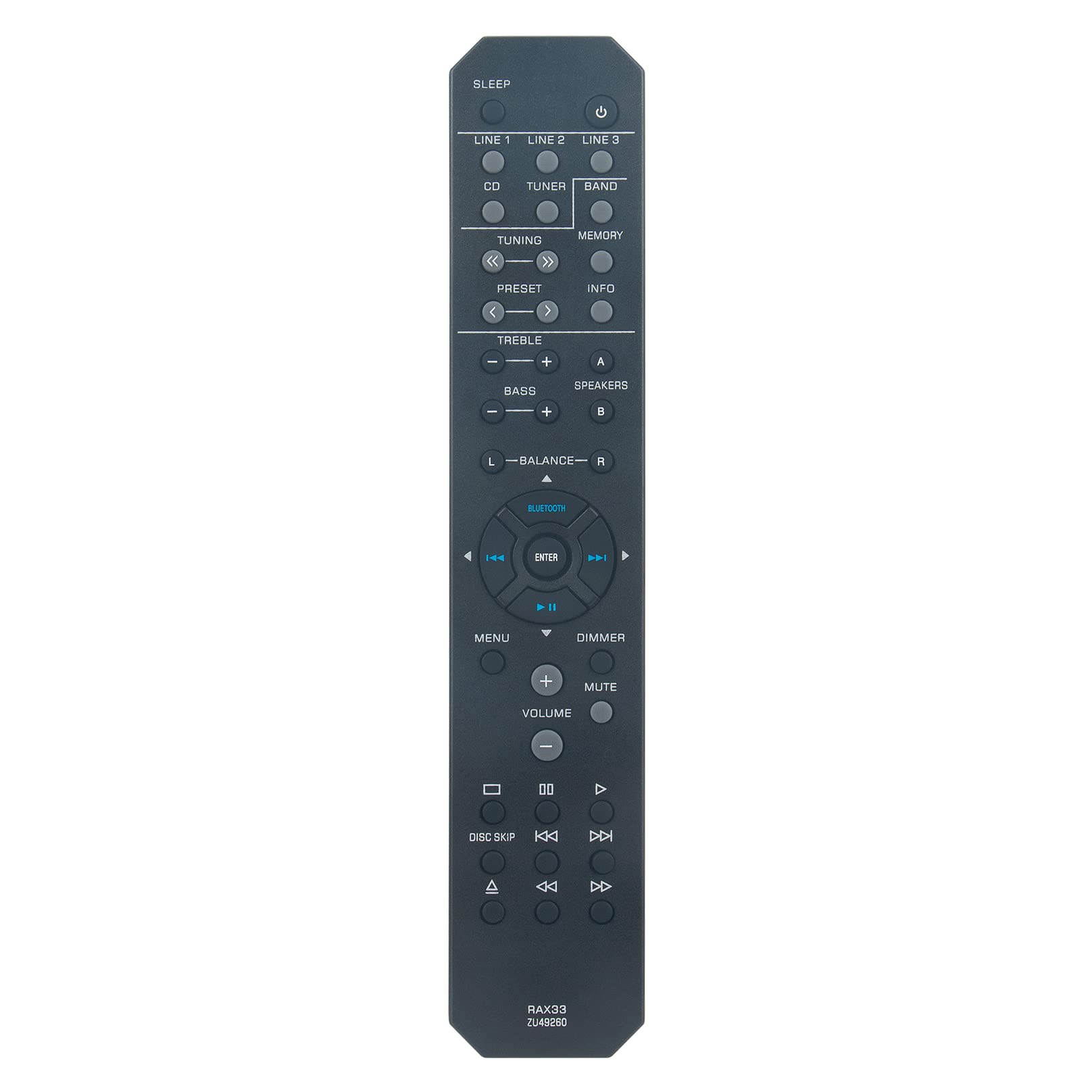 VINABTY RAX33-ZU49260 Replacement Remote Control Compatible with YAMAHA Audio/Video Receiver RAX33ZU49260 R-S202 R-S202BL R-S202 R-S202BL R-S202 R-S202BL R-S202D RS202 RS202BL RS202D