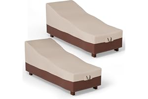 Hptmus 2Pcs Outdoor Chaise Lounge Covers - Patio Chaise Lounge Covers Waterproof Heavy Duty Outdoor Lounge Chair Covers Patio Furniture Covers, 84"L x 32"W x 32"H/Brown