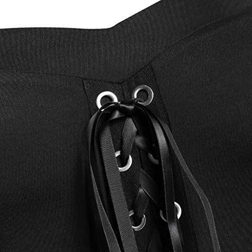 【US Stock】YLLQXI Womens Goth Dress Plus Size Cold Shoulder Tie Front Lace Sleeve Halloween Dresses Fashion Lace up Vintage Gothic Dresses