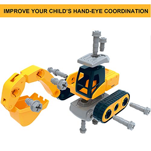WisToyz Take Apart Toys, Toy Vehicles, Assembly Toy Excavator Constructions Set, Building Vehicle Play Set Screwdriver, Ideal Educational Toy Toddlers, Boys & Girls Aged 3, 4, 5, 6