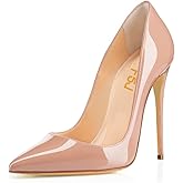 FSJ Women Formal Pointed Toe Pumps High Heel Sexy Stilettos Slip On Office Cute Evening Dress Shoes Size 4-15 US