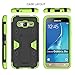 MINITURTLE Compatible with Samsung Galaxy J3 Case, Express Prime Holster Case, Amp Prime Case [MAX Defense] Green Silicone and Hard Exterior Stand Shell with Clip Hunters Tree Camouflage