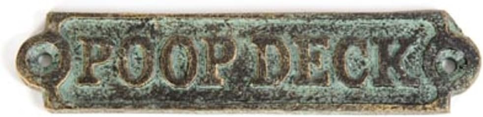 Nauti Cast Iron Poop Deck with Matching Screws Verdigris Patina Green with Bronze 5" Wide