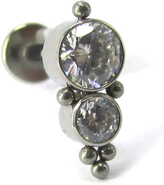 16G G23 Titanium Internally Threaded Cubic Zirconia Top Cluster Labret Stud Cartilage Piercing