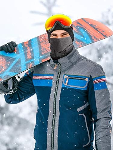 Fleece balaclava in black, designed for winter use to cover neck and head, suitable for cold weather.