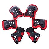 Kid's Adjustable Sports Protective Gear Set -Knee Pads Elbow Pads Wrist Guards for Skating Cycling Outdoor Sports as Birthday, Christmas Gift (red)