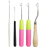 5PCS Latch Hook, Different Sizes Small Crochet Hooks Needle for Hair