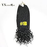 (3 Packs) 14Inch 32strands/pack Wavy Senegalese Twist Crochet Hair Braids Wavy Ends Free Synthetic Hair Extensions Kanekalon Curly Crochet Twist Braiding Hair (#1B)