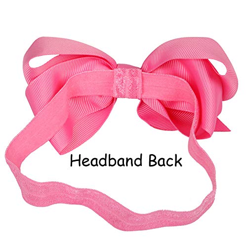WillingTee 30 Pieces 4.5 Inch Boutique Grosgrain Ribbon Hair Bows Baby Girls Big Hair Bows Headbands for Baby Girls Infants Toddler Kids Teens and Children
