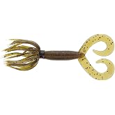 Yamamoto 4" Double Tail Hula Grub - Realistic Easy-to-Use Soft Plastic Fishing Lure Bait with Free-Flowing Skirt - 10 Pack, Green Pumpkin with Purple and Small Copper Flake
