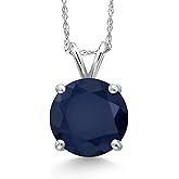 Gem Stone King 10MM Round Gemstone Birthstone Pendant Necklace For Women | 10K White Gold | Gold Necklace For Women | With 18 Inch Chain | Fine Jewelry Gifts for Her Mom Wife