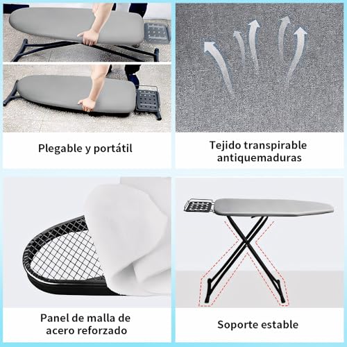 JESWO Burro de Planchar Plegable, 47.2×12.4 Pulgadas Tabla de Planchar, Burro de Planchar Grande Altura Ajustable, Burro de Planchar Closet con Soporte para Tabla de Planchar para Uso Familiar