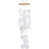 Taman Shell Wind Chimes for Outside - 32" Handcrafted Capiz Shell Windchime Coastal Decor Valentine's Day Gift for Indoor/Outdoors, Garden,Yard,Coastal,Beach Decor, Women