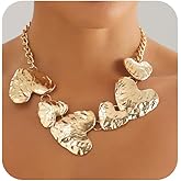 ZMANYIJEW Chunky Gold Necklace Gold Star Statement Necklace Chunky Heart Choker Necklace Gold Floral Bib Necklace Jewelry for Women