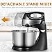 Hand Mixer 2 in 1 Electric mixer 6 Option ( Precise 5 speed control +turbo) 3.7 Quarts Bowl include Beaters and Dough Hooks, Easy Install or Disassemble, Stainless Steel,black,Aicok