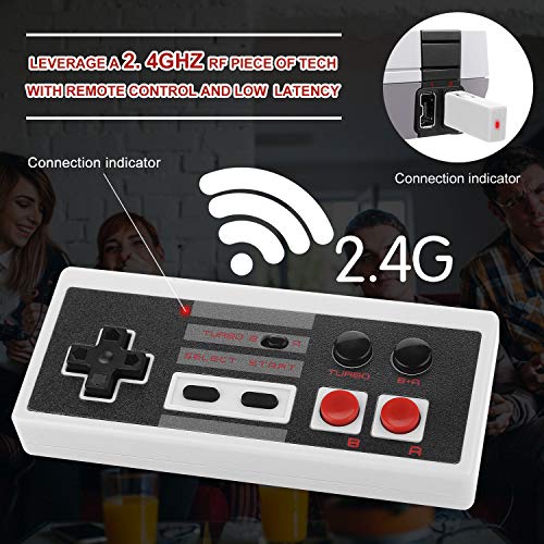 NES Classic Mini Wireless Controller – Aterox Turbo Edition Rapid Buttons Rechargeable Joypad Gamepad with 2.4G Receiver for 2016 Nintendo Entertainment System/Wii Game Console
