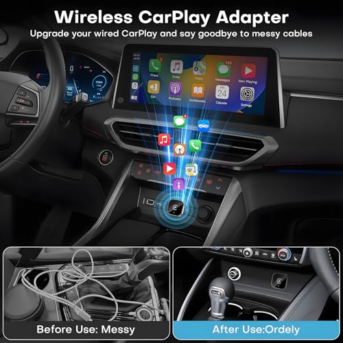 AotuLink USB C Wireless CarPlay and Android Car Adapter, Wired to Wireless Dongle | Plug & Play, Compatible with iOS and Android Smartphones