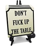 Absorbent Stone Drink Coasters - Set with a Holder - Funny Coasters for Drinks Don't Fuck Up The Table Design - Huge 4.25 Inch Square Ceramic Stone with Cork Backing Coaster