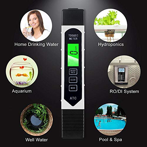 Womdee Tds Ez Water Quality Tester, Professional 3-in-1 TDS, Temperature and EC Meter with Carrying Case, 0-9999ppm, Ideal ppm Meter for Drinking Water, Aquariums and More - Thumbnail 5