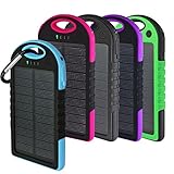 Solar Charger, Powercam, 10,000 mAh, Waterproof, Drop Resistant, Shockproof, for iPhones, iPads, Android, Samsung Phones, GPS Devices and Cameras (Black)