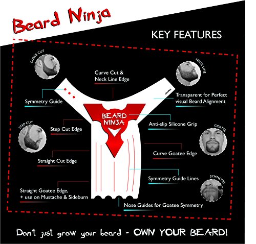 The-BEARD-NINJA-Beard-Shaping-Tool-Template-Beard-shaper-guide-for-line-up-edging-TRANSPARENT-styling-stencil-ANTI-SLIP-GRIP-CurveStepStraight-Cut-Goatee-Perfect-Neck-Line