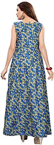 sanjana collection women's benglori satin printed semi-stitched gown