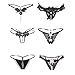 Nightaste Women Lace G-String Panties 2-6 Pack Assorted Bow-Knot T-Back Lingerie Thongs (S, 6 Black)