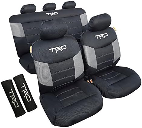 Airflow Mesh Carbon Wolf Grey / All Black TRD Car Seat Cover &amp; 2 Shoulder Pads For Toyota (All Black)