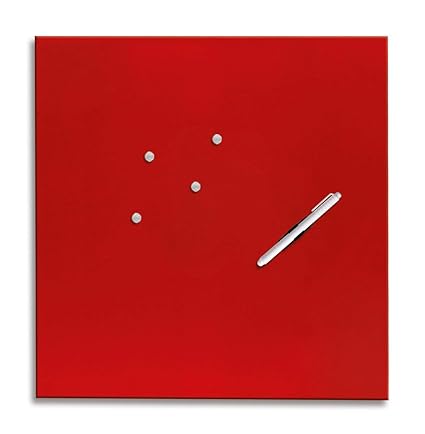 Eurographics Memo Board MB-RED5050 Magnet- und Schreibtafel aus Glas in rot (inklusiv Stift + Magnete) Red 50x50cm